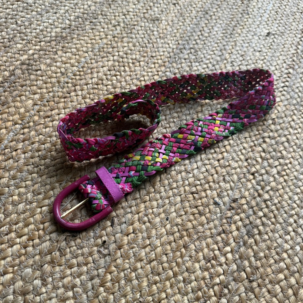 Vintage The Ritz Accessory Collection Pink Braided Woven Belt M/L Multicolor